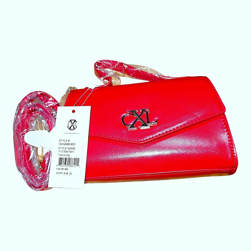 CXL Christian Lacroix Lane Matte Patent Red Crossbody Bag  NEW